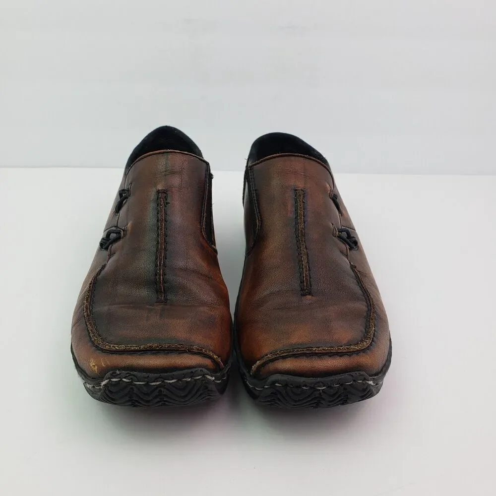 Rieker Celia Antistress Womens Size EU 39 US 8 Brown Leather Slip On Loafer Shoe